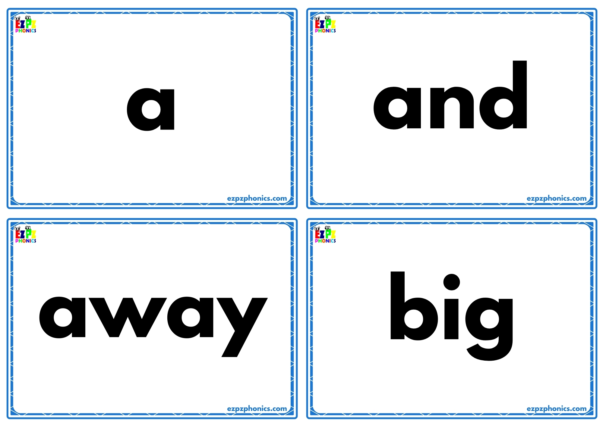 Dolch Sight Words Pre-Kindergarten Mini Flashcards Free PDF Download